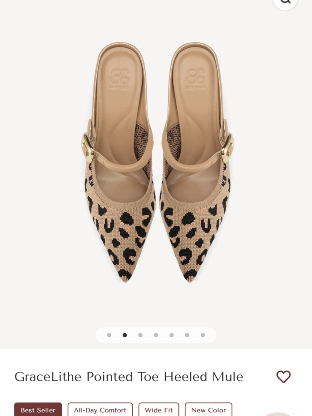 GraceLithe Leopard Pointed Toe Heeled Mule in Tan